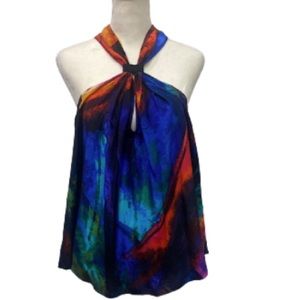 Alice & Trixie Gorgeous 100% Silk Multi-Color Halter Top Size Small